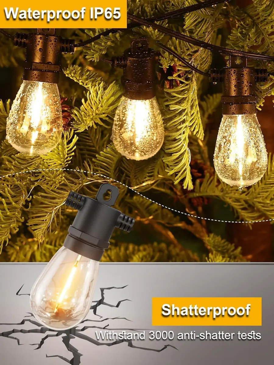 Svater Outdoor String Lights LED 25 FT Waterproof IP65 | Shatterproof, Dimmable, Commercial Grade - view 2