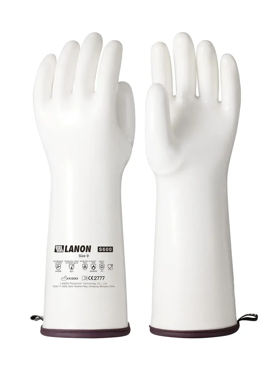 LANON Protection 15" Liquid Silicone Oven Mitts | Heat Resistant, CoralAir Liner, White, Large - main product image