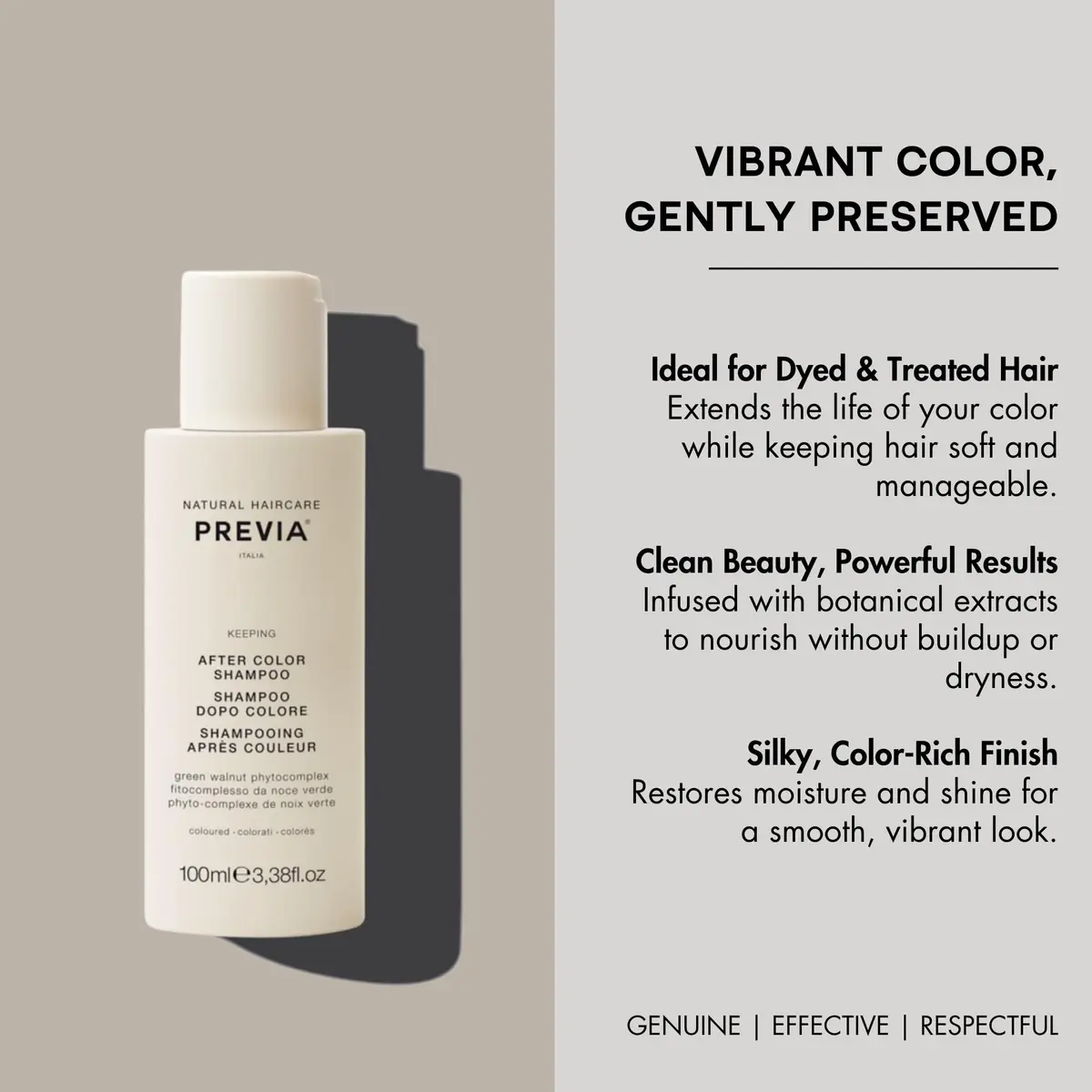 PREVIA Keeping After Color Protective Shampoo 100ml | Vegan, Sulfate-Free, Paraben-Free for Color Treated Hair - view 4
