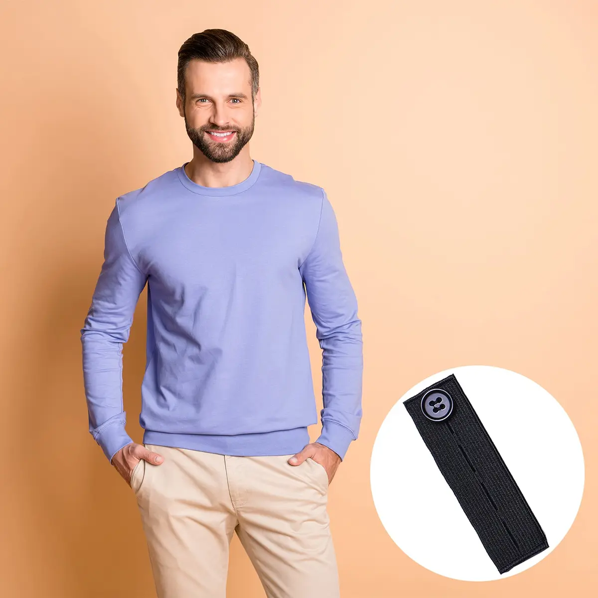 J.CARP Elastic Button Extenders for Men and Women | Adjustable Waist Extenders for Pants & Jeans (Black) - view 5