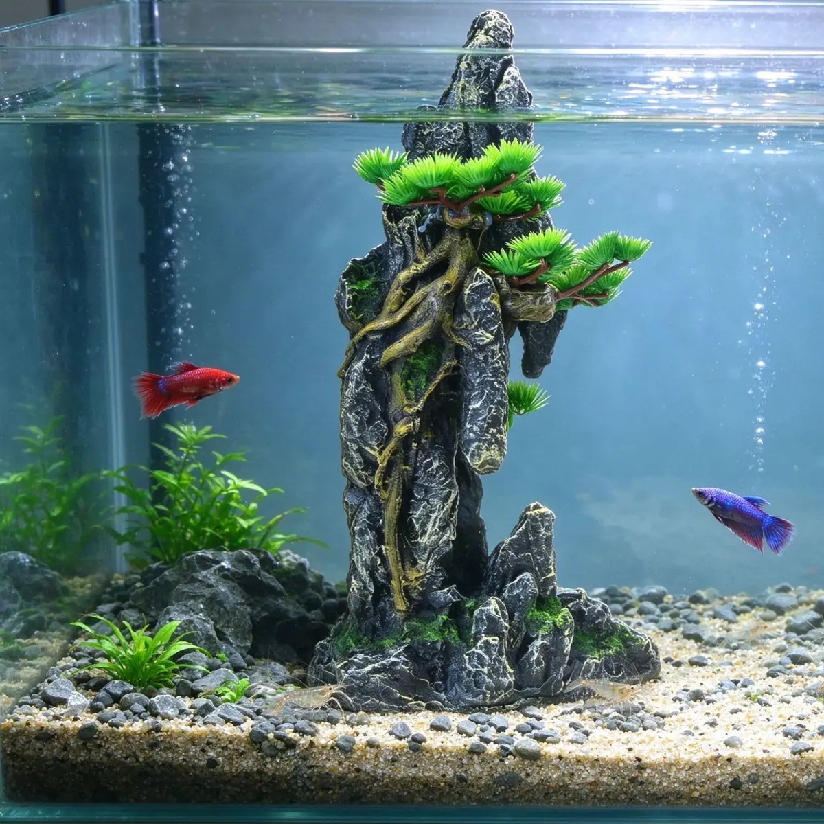 Saim Tall Aquarium Decor Artificial Mountain View Stone 18x9x35cm | Natural Environment for Fish - view 2