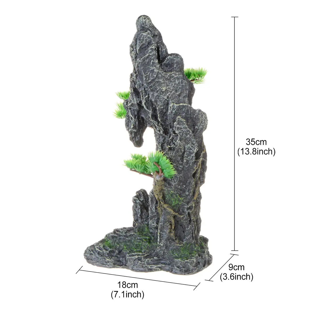 Saim Tall Aquarium Decor Artificial Mountain View Stone 18x9x35cm | Natural Environment for Fish - view 3