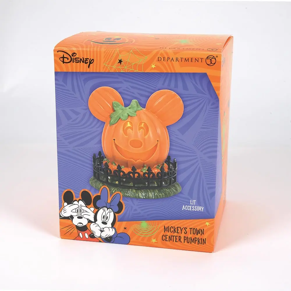Department 56 Disney Village Halloween Pumpkintown Mickey Mouse Town Center Lit Figurine 10 cm (4 Inch) | Hand-Painted Resin Decor - view 8