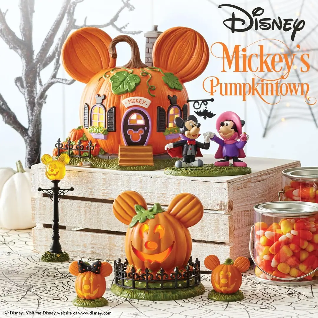 Department 56 Disney Village Halloween Pumpkintown Mickey Mouse Town Center Lit Figurine 10 cm (4 Inch) | Hand-Painted Resin Decor - view 2