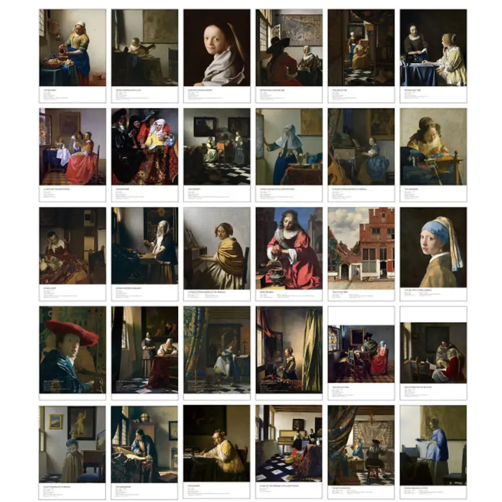 HOSTEESSCHOICE Johannes Vermeer Art Postcards Set of 30 - 4x6 Inches | Famous Paintings Variety Pack - main product image