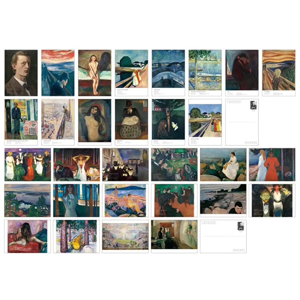 HOSTEESSCHOICE Edvard Munch Art Postcards 4 x 6 Inches | Famous Paintings Variety Pack - main product image