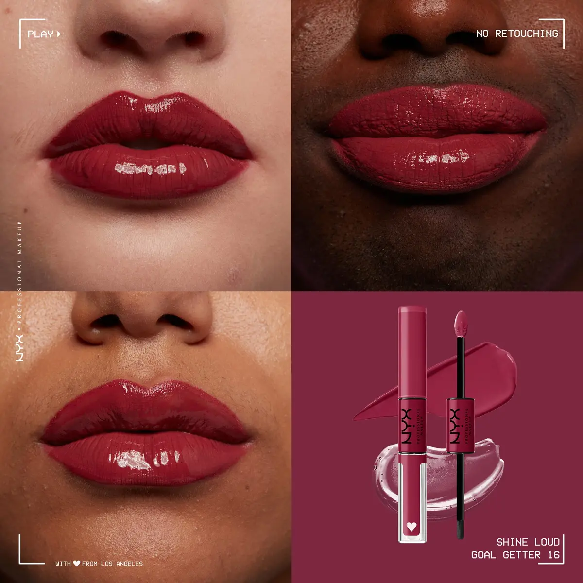 NYX PROFESSIONAL MAKEUP Shine Loud Liquid Lipstick with Gloss - Goal Getter (Deep Raspberry) | 16hr No Transfer Wear - view 3