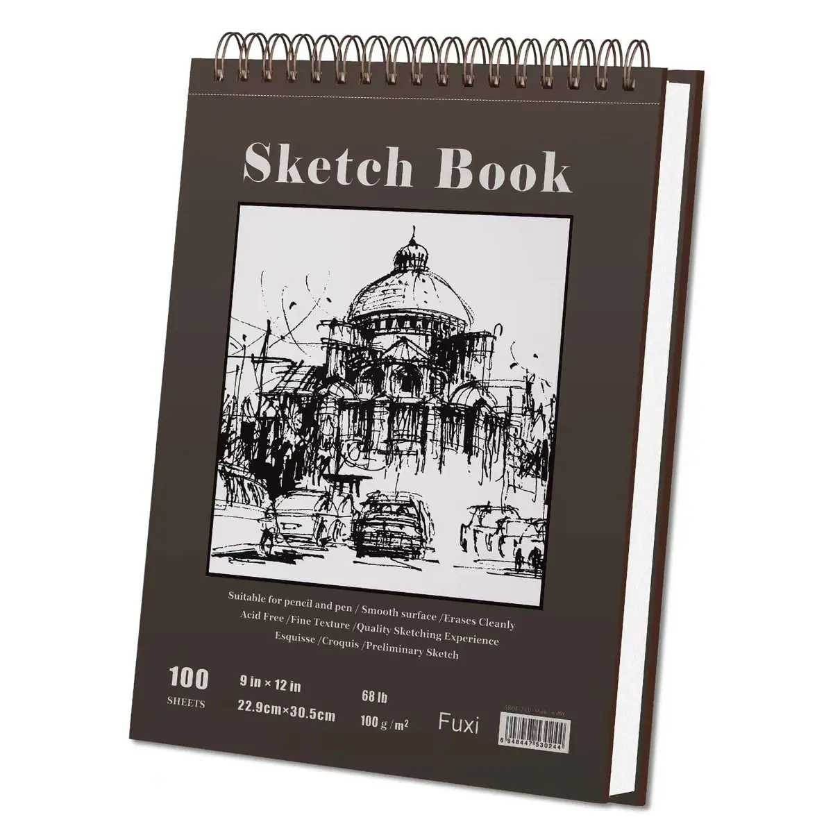 Fuxi 9" x 12" Sketch Book Top Spiral Bound Sketchbook 100 Sheets 22.7 kg (50 lb) | Acid-Free Drawing Paper for Dry Media - view 9