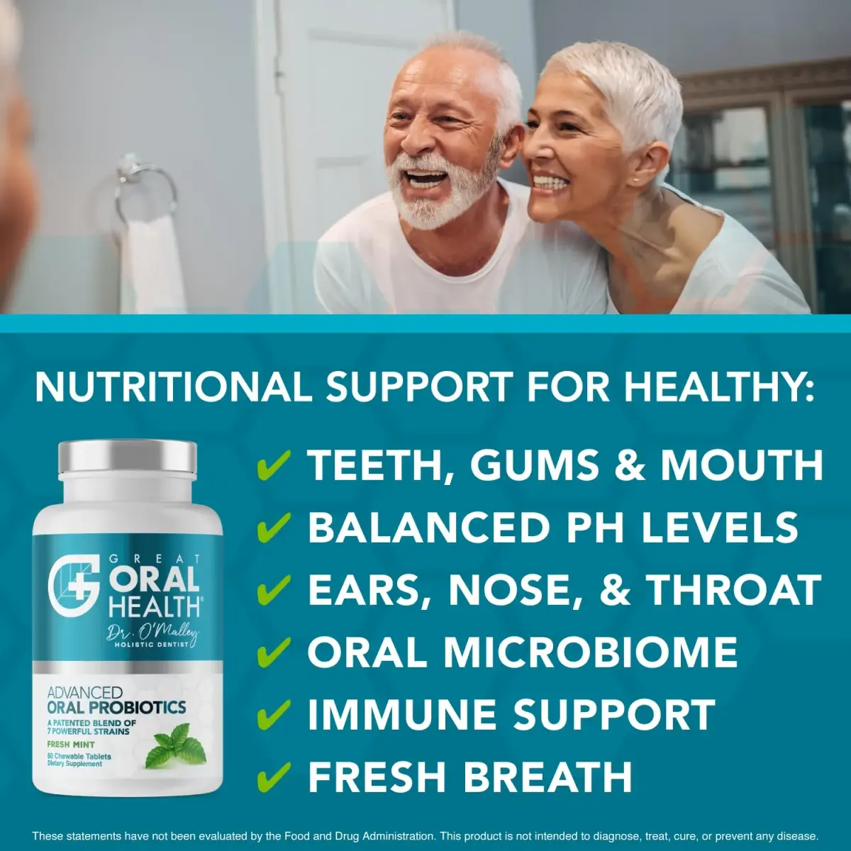 Great Oral Health Mint Oral Probiotics Supplement Tablets 60 Count (Pack of 2) | Dentist Formulated BLIS K12 M18 for Bad Breath & Gum Health - view 3