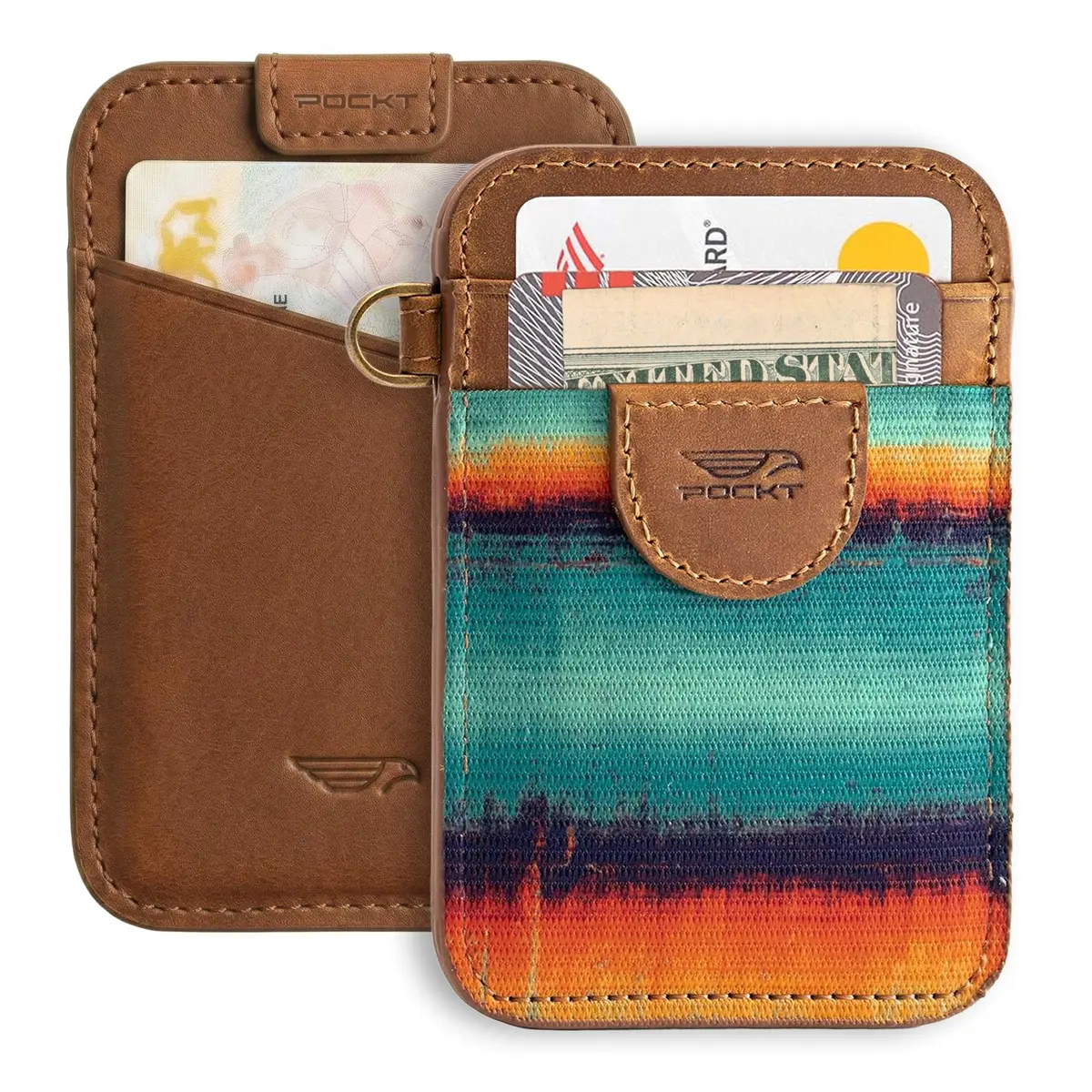 POCKT Slim Card Holder Wallet For Men and Women - Minimalist Genuine Leather RFID Blocking Front Pocket Wallet | Grunge - main product image