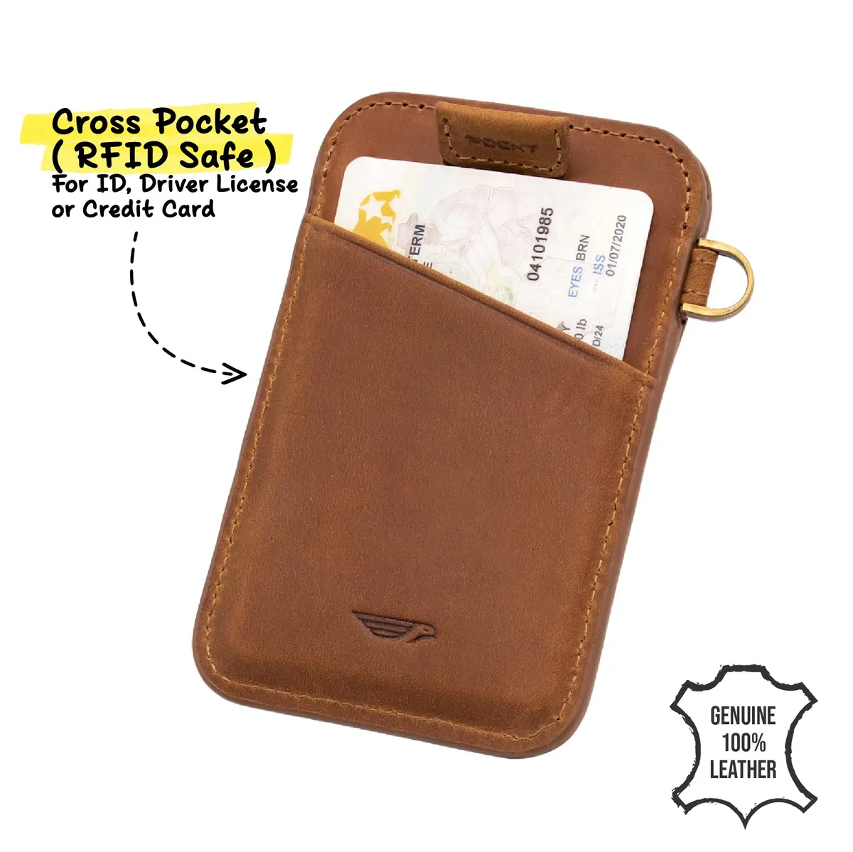 POCKT Slim Card Holder Wallet For Men and Women - Minimalist Genuine Leather RFID Blocking Front Pocket Wallet | Grunge - view 5