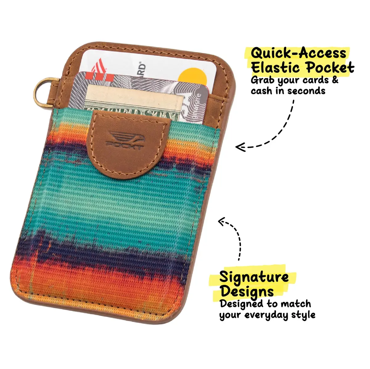 POCKT Slim Card Holder Wallet For Men and Women - Minimalist Genuine Leather RFID Blocking Front Pocket Wallet | Grunge - view 2