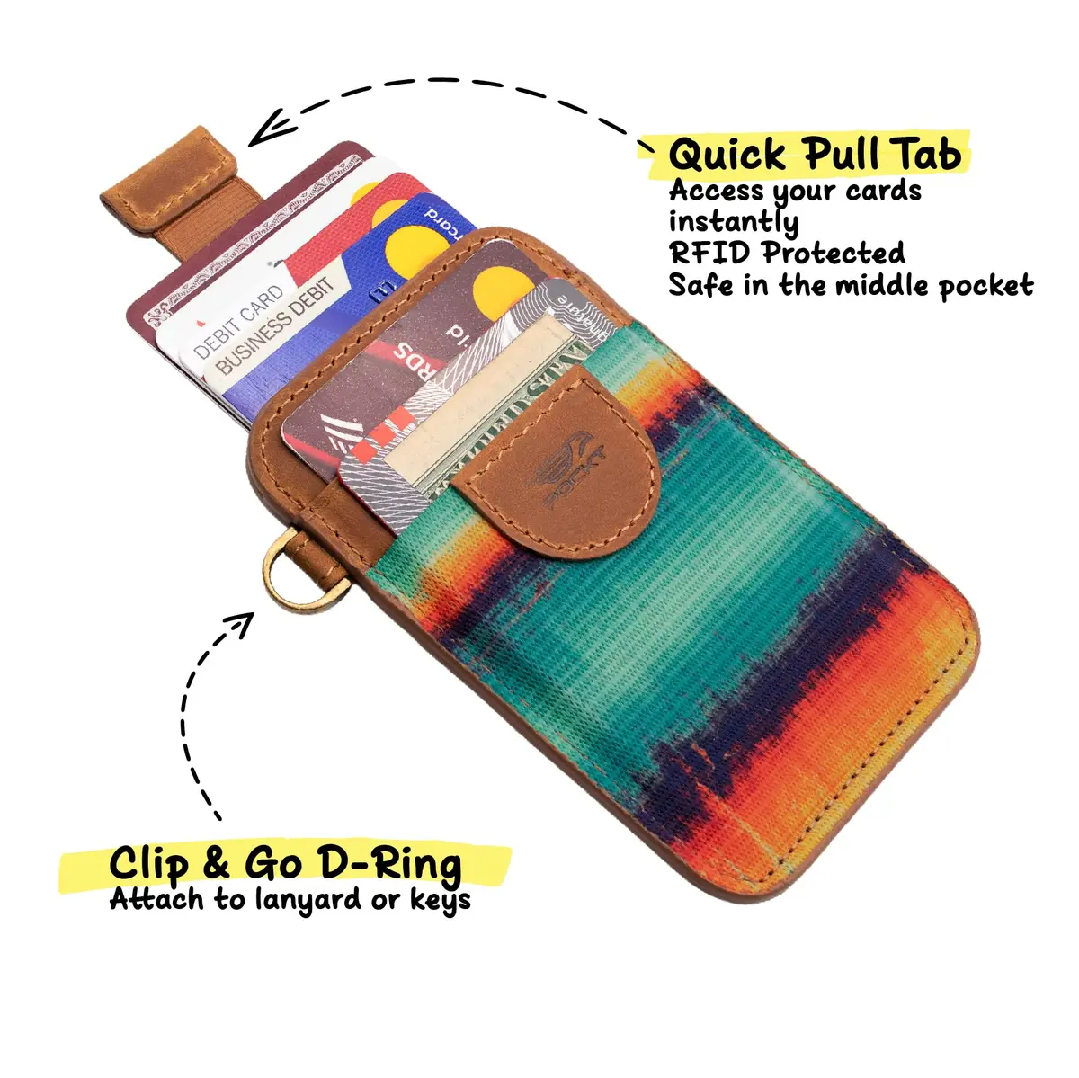 POCKT Slim Card Holder Wallet For Men and Women - Minimalist Genuine Leather RFID Blocking Front Pocket Wallet | Grunge - view 3