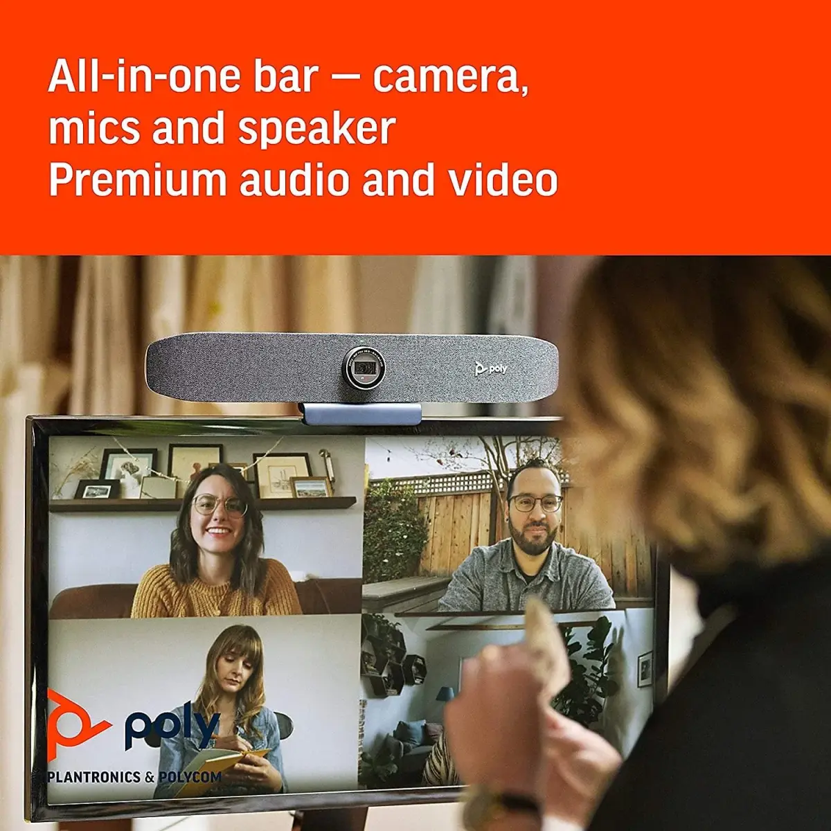 Poly Studio P15 Personal Video Bar 4K HD Webcam | Automatic Framing & Noise Reduction - view 3
