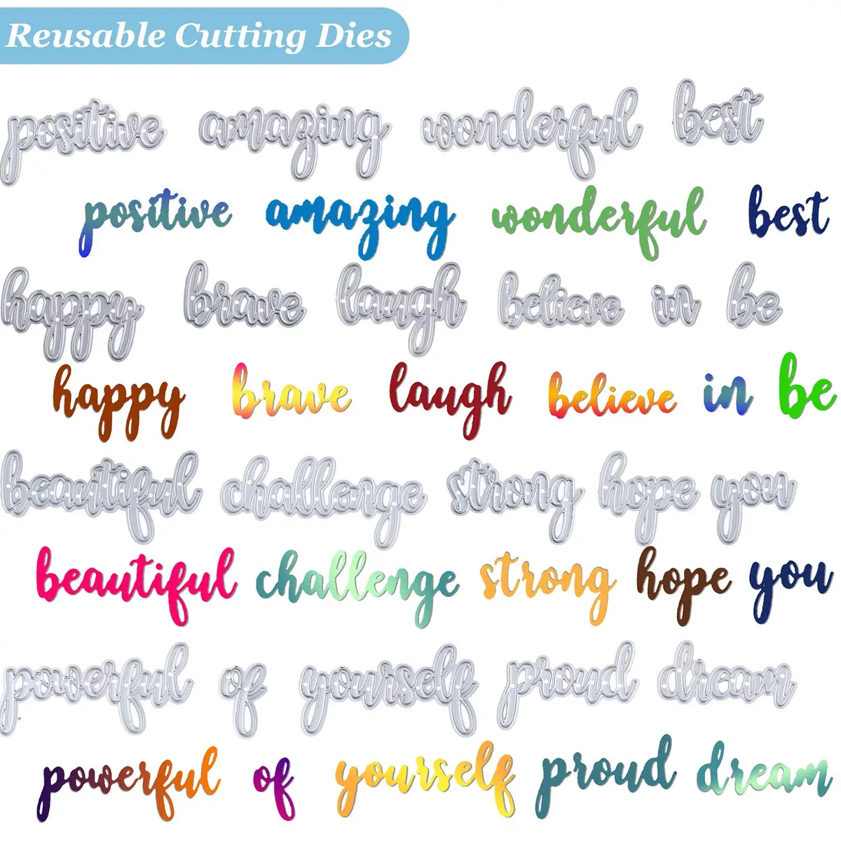 Patelai 20 Pieces Blessing Die-Cuts Word Dies for Card Making | Inspirational Metal Cutting Dies for Scrapbooking & DIY Crafts - view 7