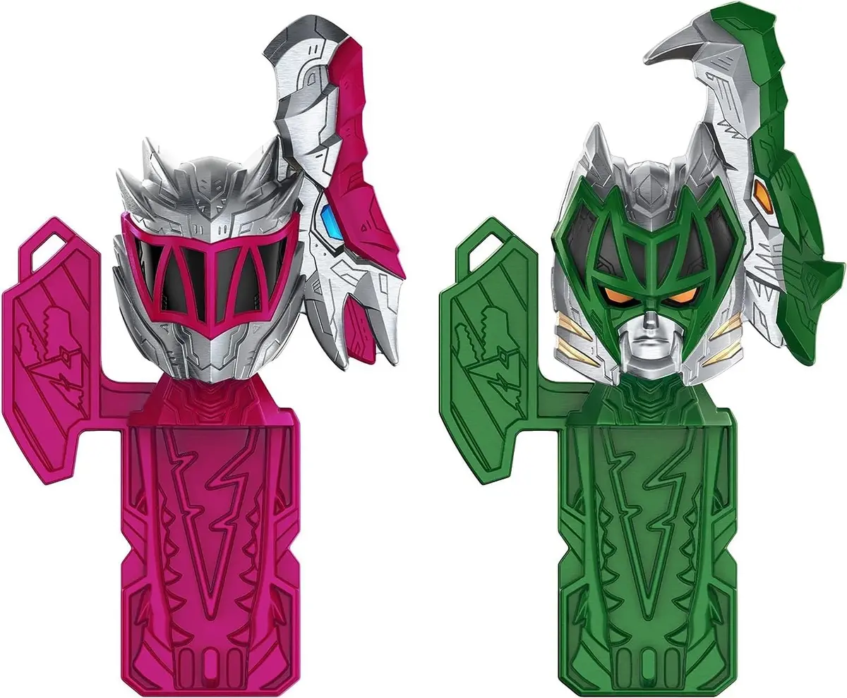 Power Rangers Dino Fury Pink Ankylo Hammer and Green Tiger Claw Zord Toys for Kids Ages 4 and Up | Zord Link Mix-and-Match Custom Build System - view 7