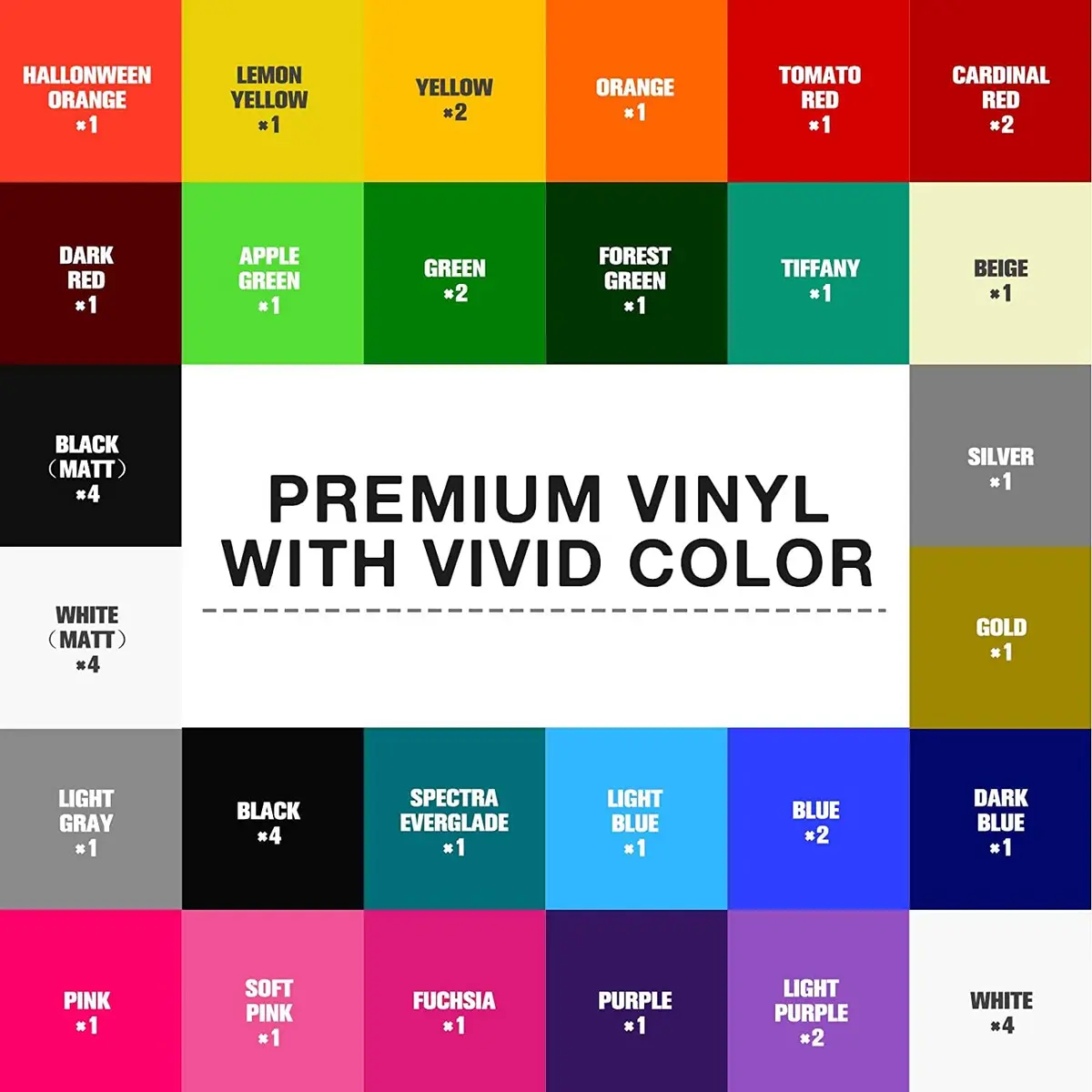 HTVRONT Permanent Vinyl Sheets 12"x12" (50 Sheets) | Assorted Colors for Cricut & Silhouette - view 3