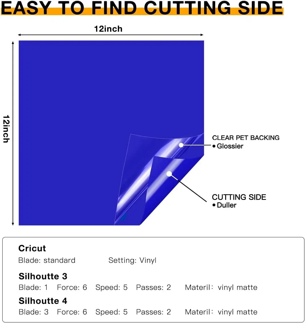 HTVRONT Permanent Vinyl Sheets 12"x12" (50 Sheets) | Assorted Colors for Cricut & Silhouette - view 4