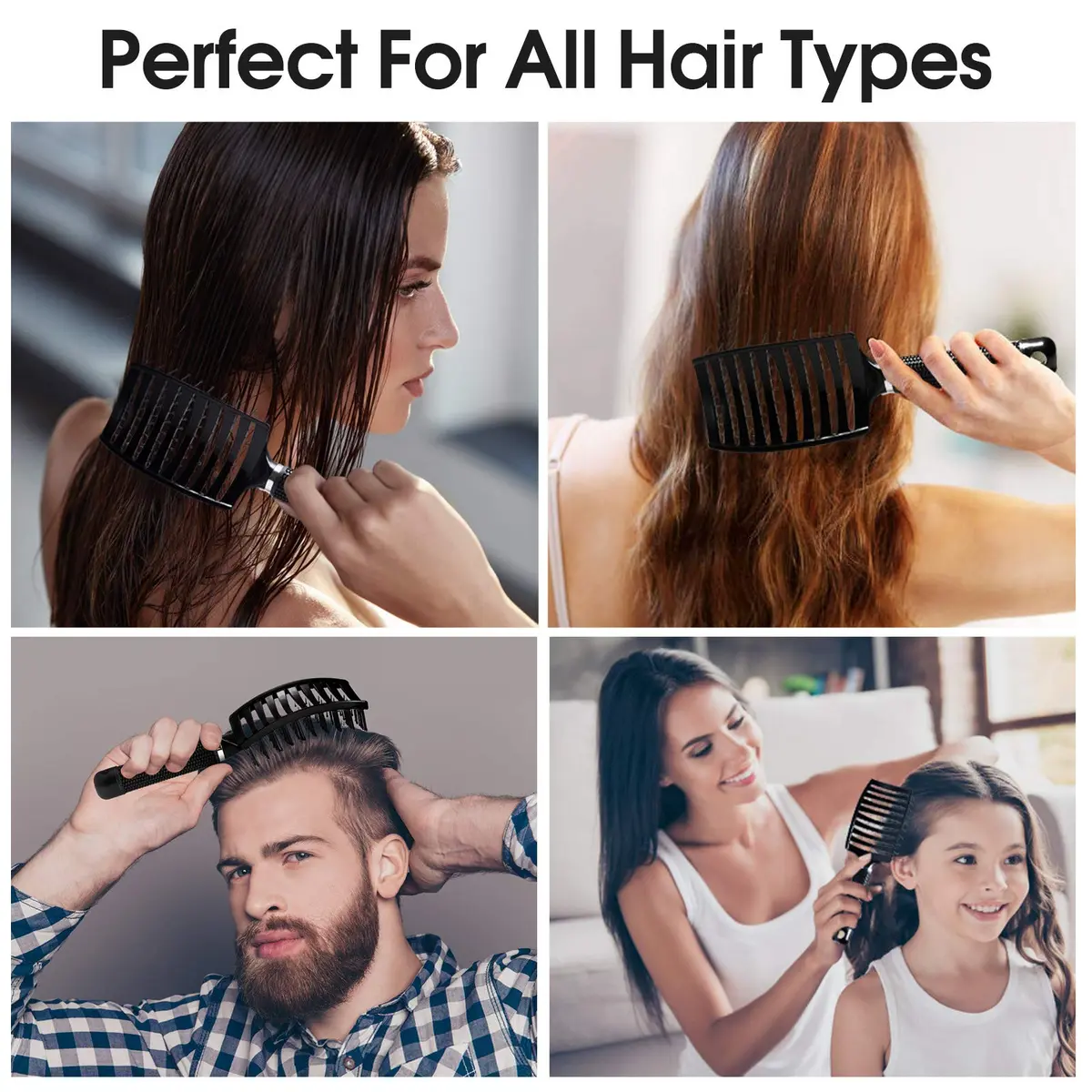 Bsisme Hair Brush, Curved Vented Detangler for Women & Men | Faster Blow Drying, Pain-Free, All Hair Types - view 5