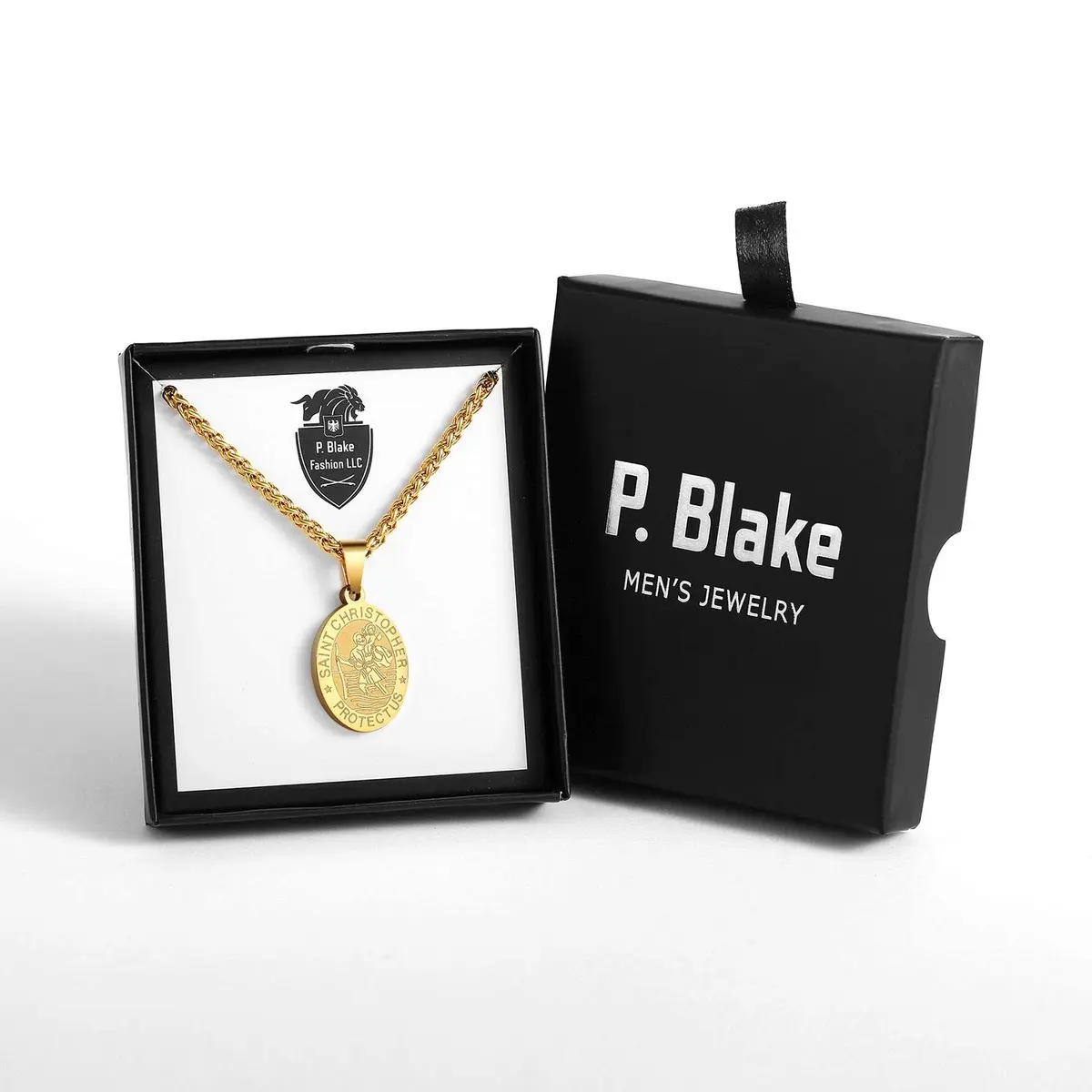 P. BLAKE Gold St Christopher Medal Necklace for Men & Boys, 24 inch (61 cm) Chain | Religious Catholic Jewelry - view 6