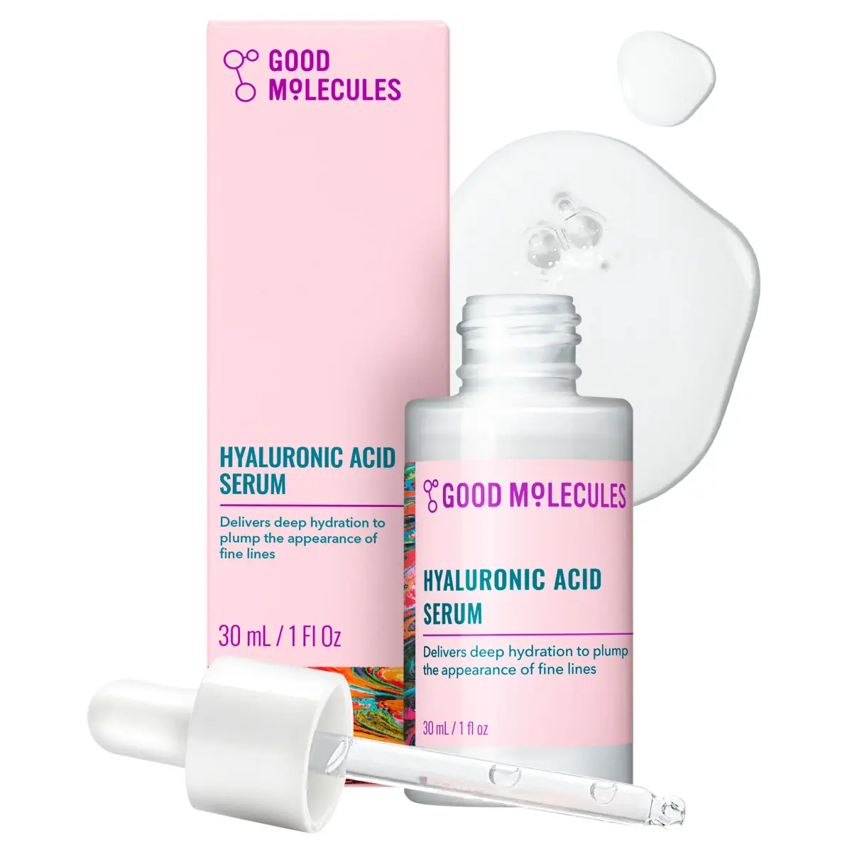Good Molecules Hyaluronic Acid Serum 30ml (1 Fl Oz) | Ultra Hydrating Facial Moisturizer for Plumper Skin - main product image