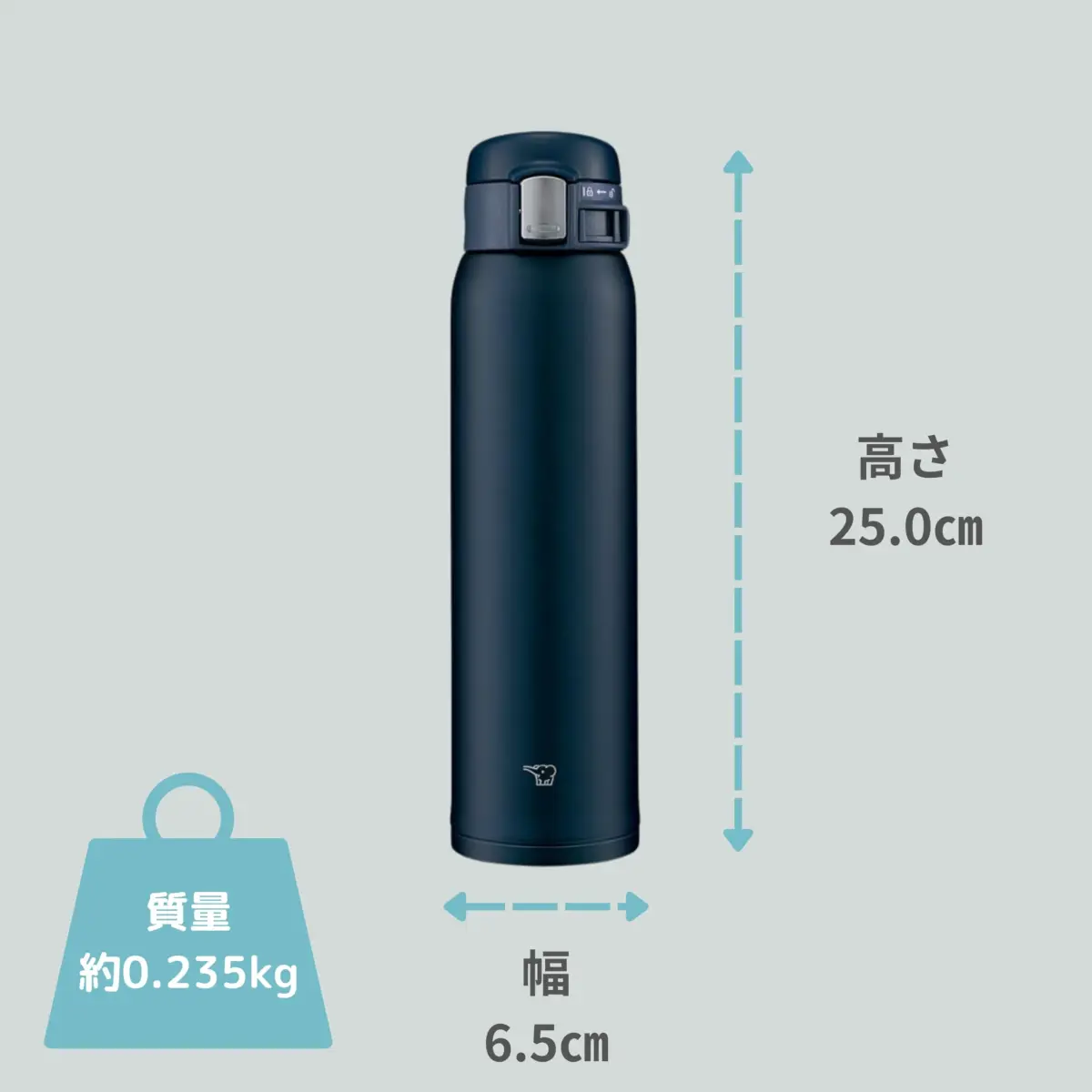 Zojirushi Stainless Steel Insulated Mug 600ml (20.3oz) Navy | One-Touch Open Direct Drink Bottle - view 7