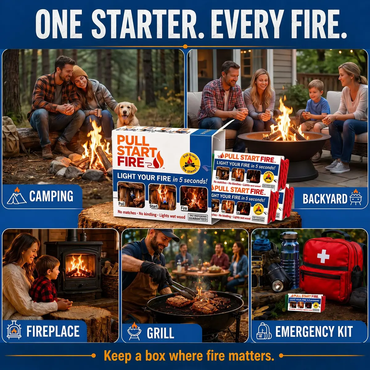 Pull Start Fire Starter, No Matches, Lights Wet Wood, 30 Count | Reliable Waterproof Fire Ignition - view 7