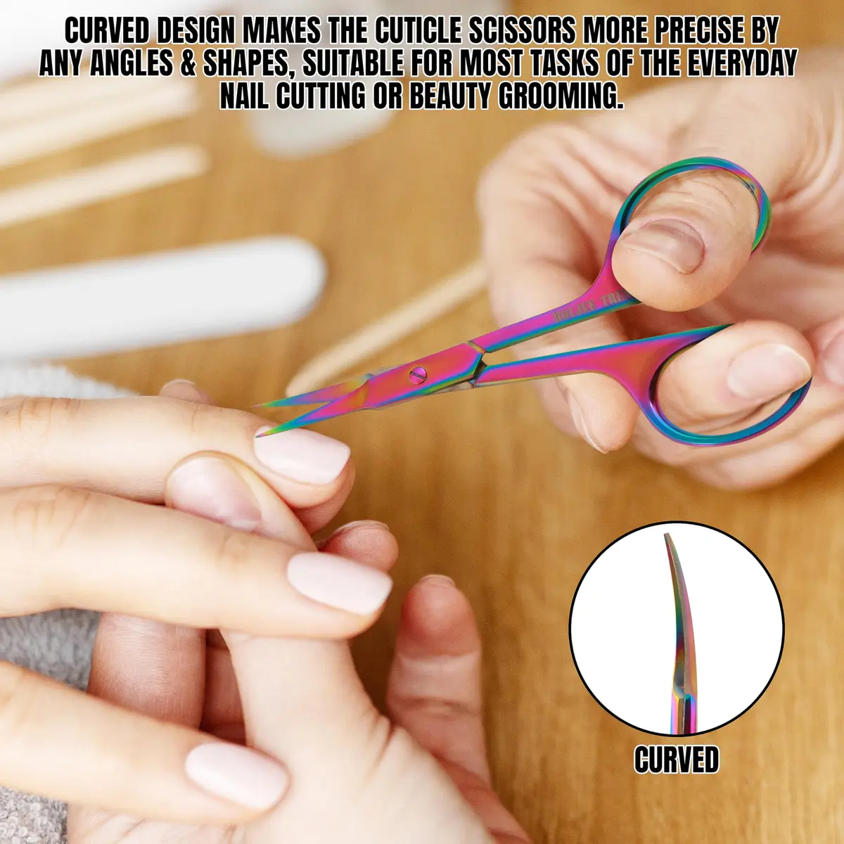 Boujee Trends Cuticle Scissors 1.5in Alloy Steel Curved Extra Sharp Fine Blades for Men Women - view 5
