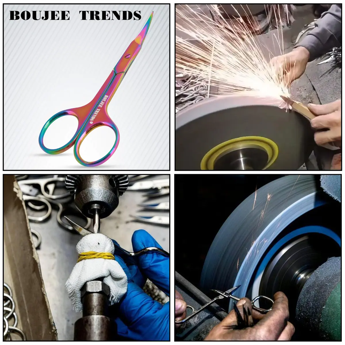 Boujee Trends Cuticle Scissors 1.5in Alloy Steel Curved Extra Sharp Fine Blades for Men Women - view 8