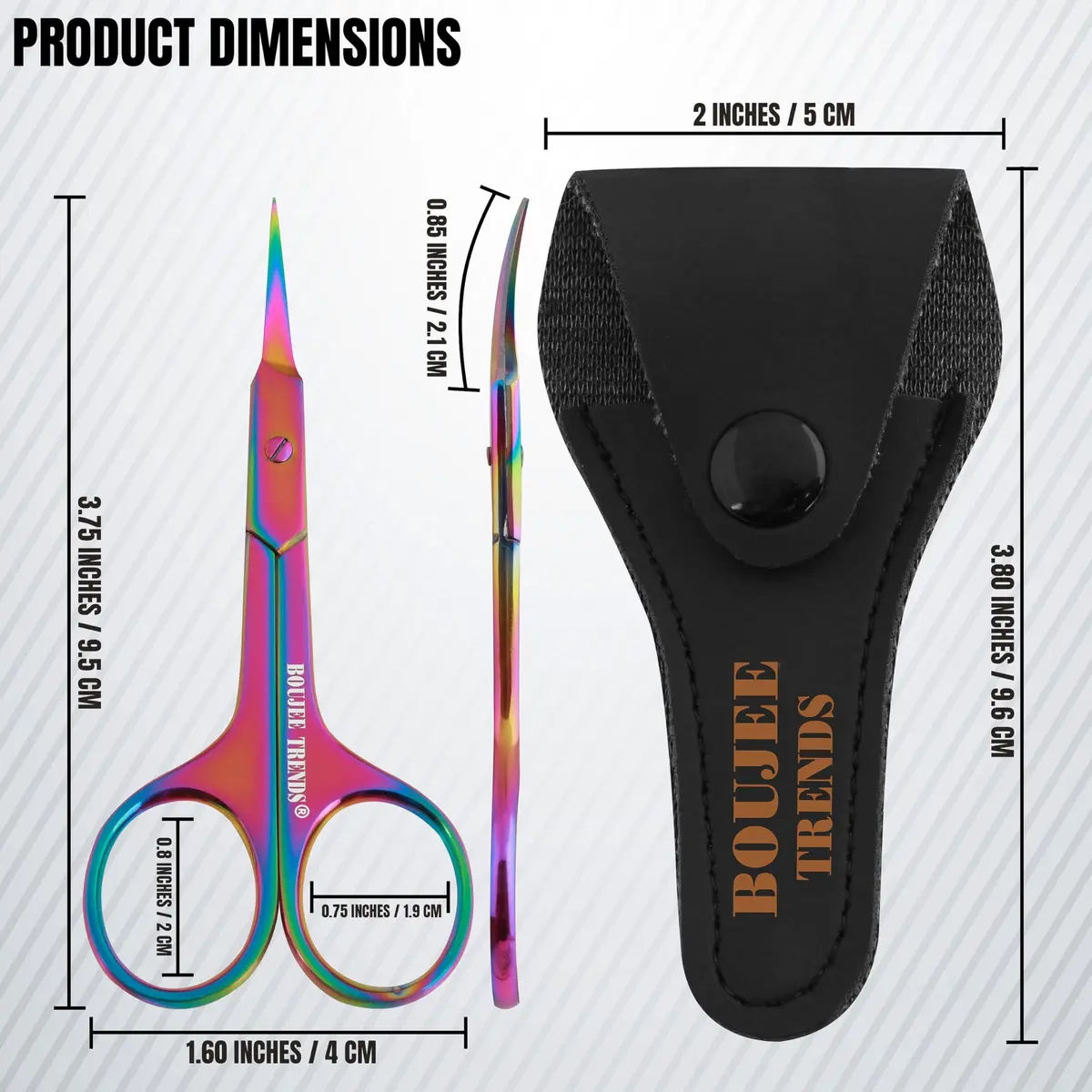 Boujee Trends Cuticle Scissors 1.5in Alloy Steel Curved Extra Sharp Fine Blades for Men Women - view 2