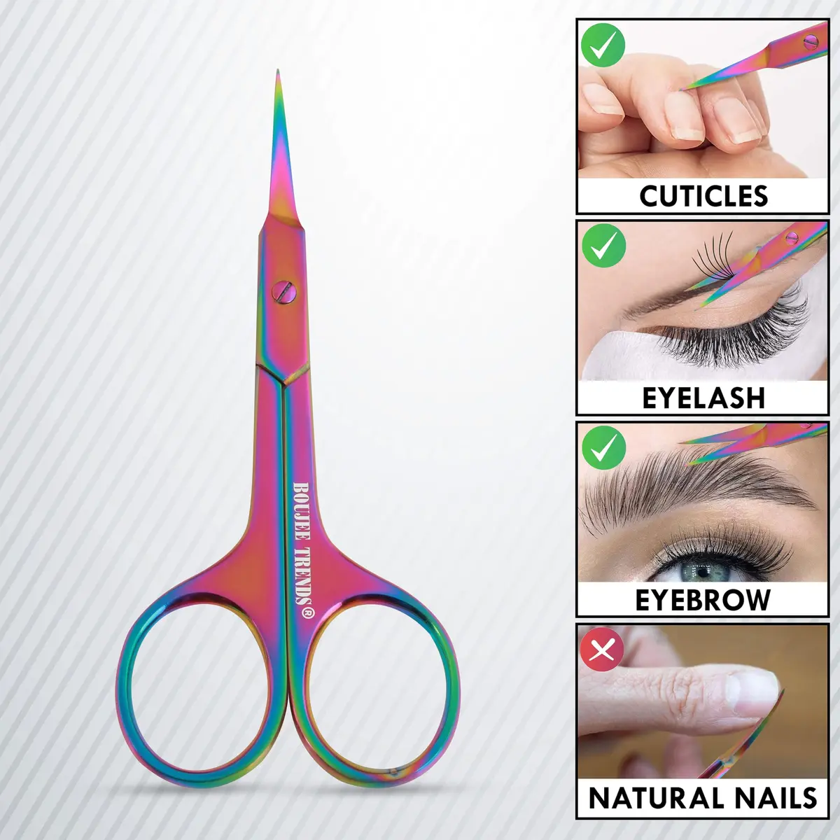Boujee Trends Cuticle Scissors 1.5in Alloy Steel Curved Extra Sharp Fine Blades for Men Women - view 3