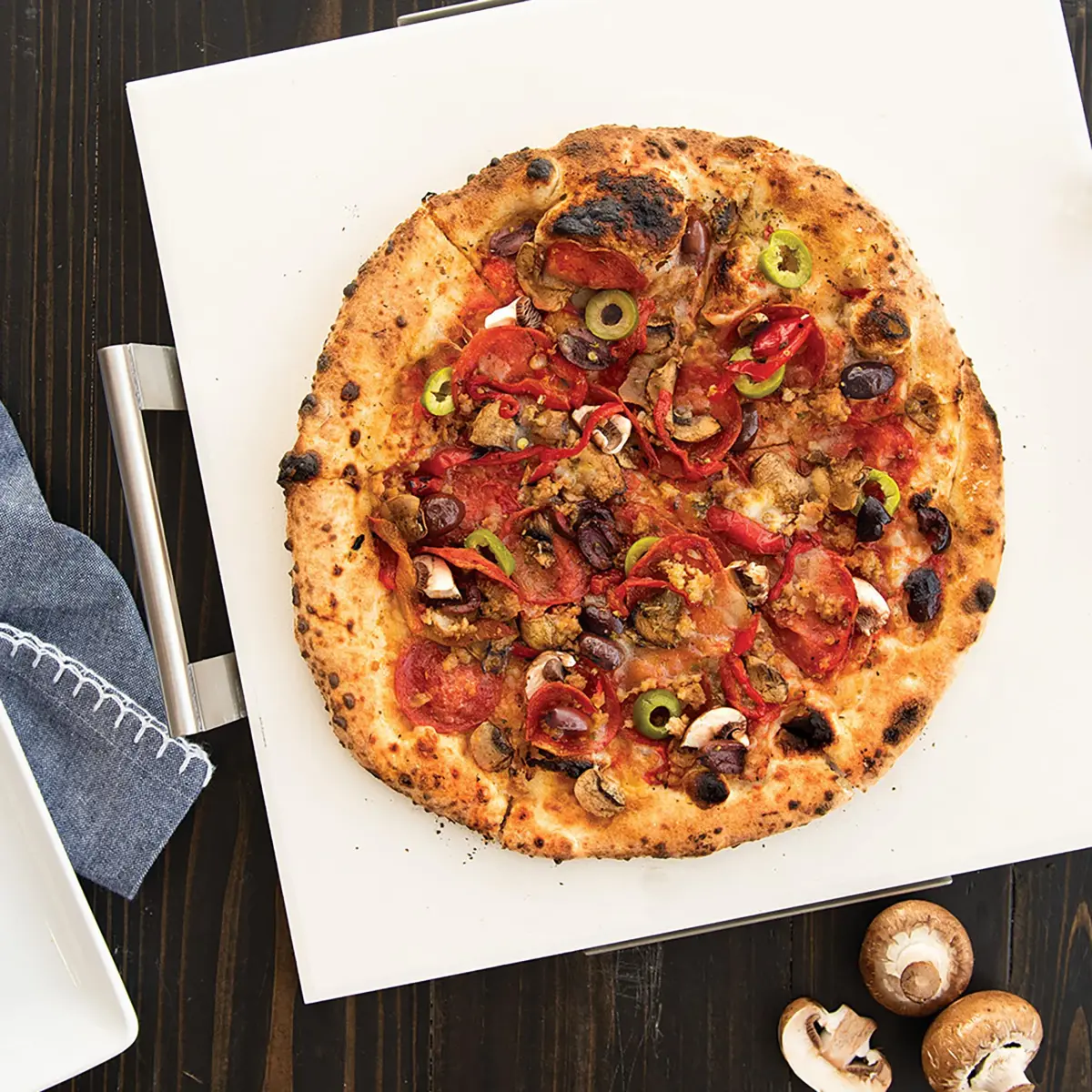 Nordic Ware 14-Inch Square Pizza and Baking Stone with Stainless Steel Rack 3.34 kg (7.3 lb) | Oven & Grill Safe Cordierite - view 2
