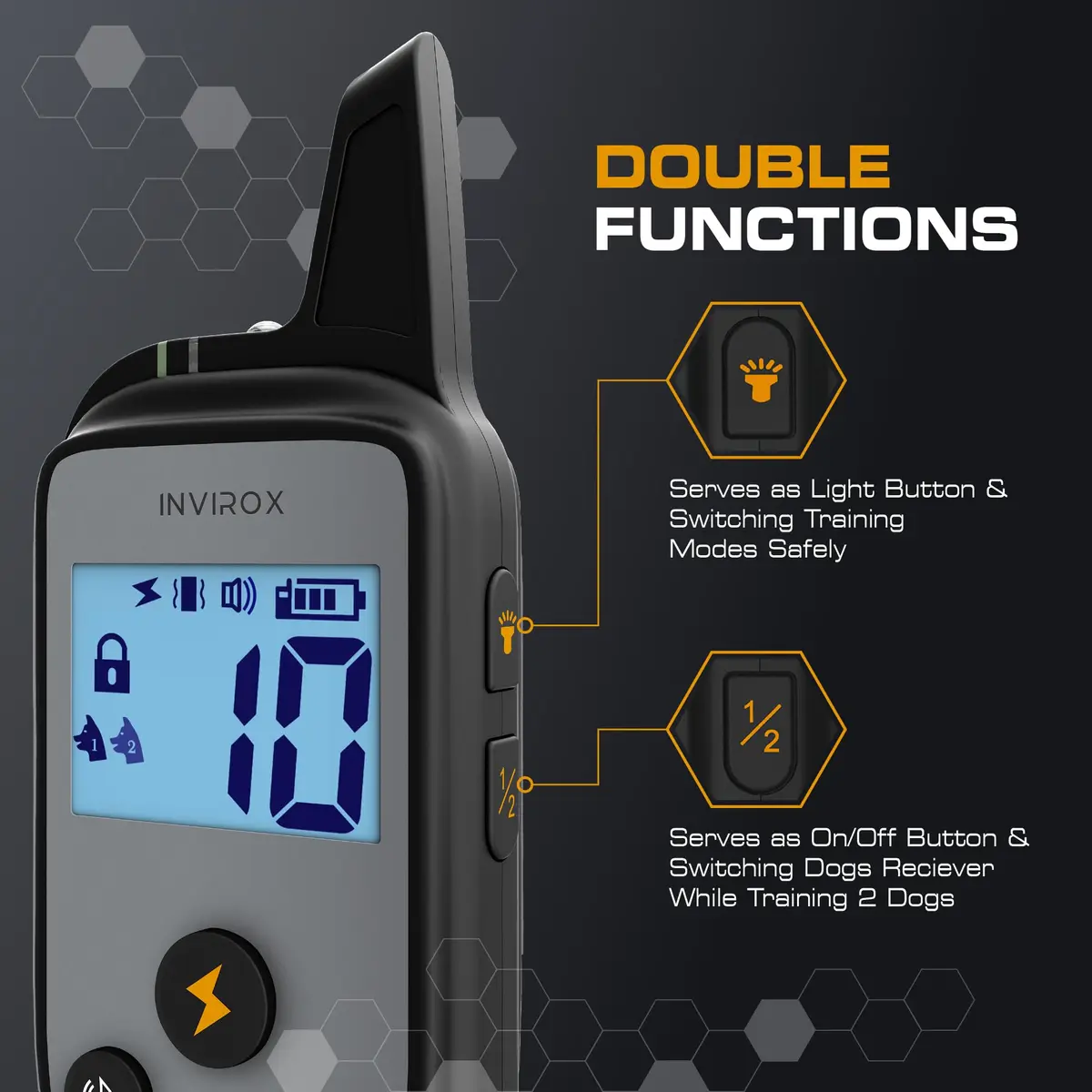 INVIROX 2026 Edition Dog Training Collar with Remote, 123 Levels, 3300ft Range, IP67 Waterproof | Professional E-Collar for Large Dogs - view 7