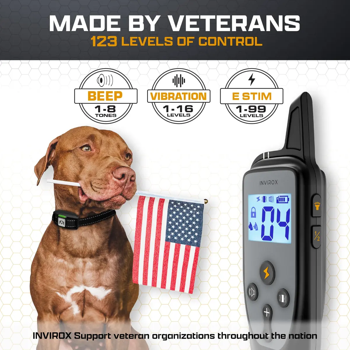 INVIROX 2026 Edition Dog Training Collar with Remote, 123 Levels, 3300ft Range, IP67 Waterproof | Professional E-Collar for Large Dogs - view 2