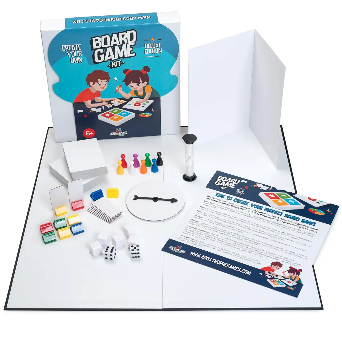 Apostrophe Games Deluxe Create Your Own Board Game Kit with Blank Board & Game Pieces | ASTM-Tested Educational Toy - main product image