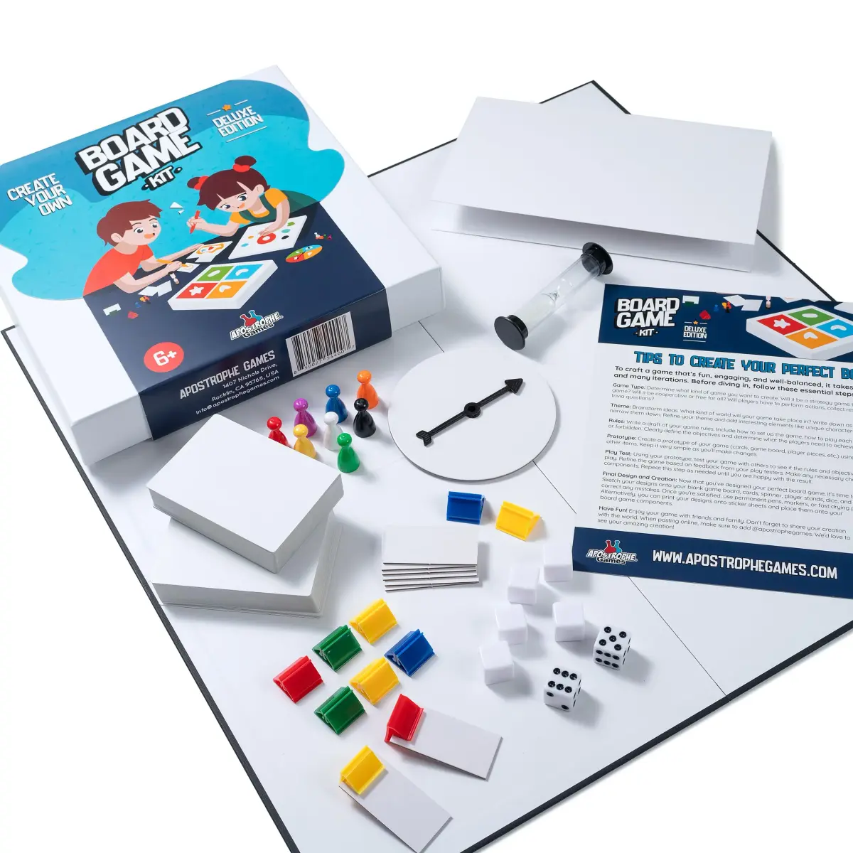 Apostrophe Games Deluxe Create Your Own Board Game Kit with Blank Board & Game Pieces | ASTM-Tested Educational Toy - view 3