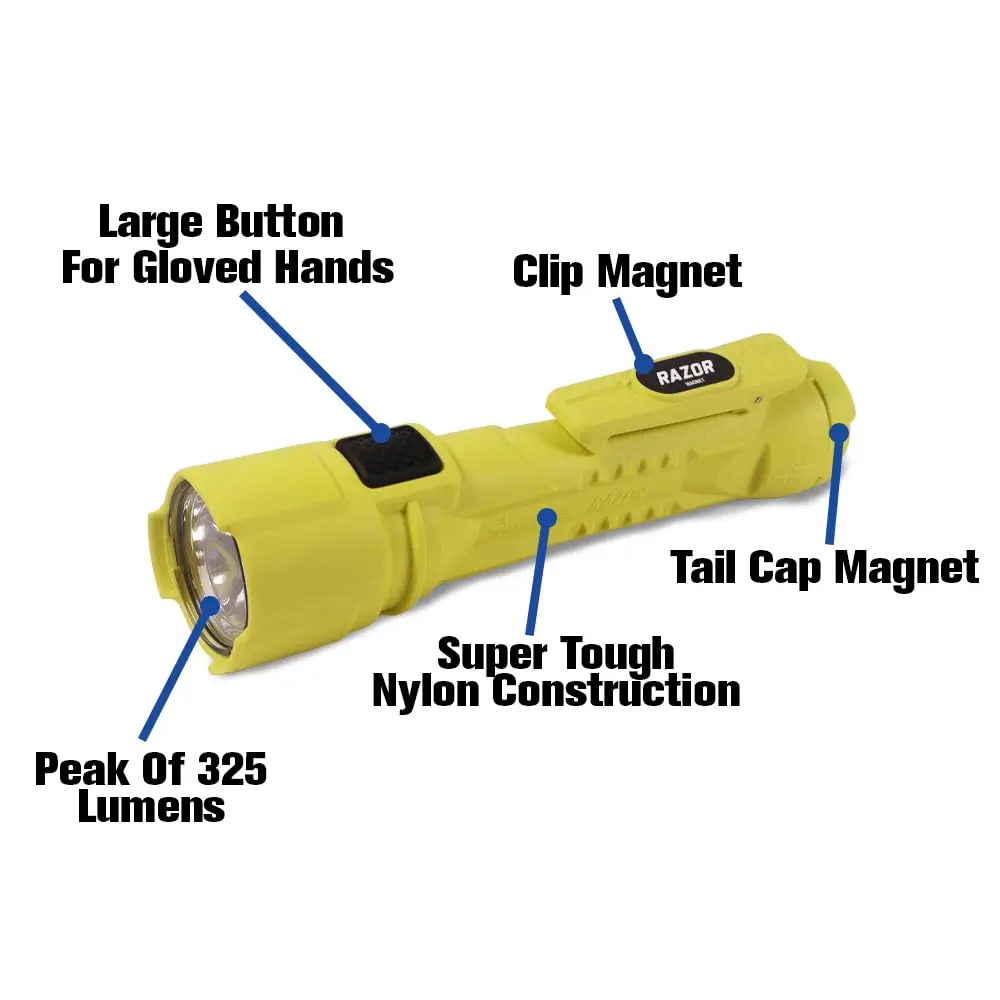 BRIGHT STAR Razor Intrinsically Safe LED Flashlight – 14,000 Candela, 24-Hour Runtime, Magnetic Base, Heavy-Duty, AA Batteries Included - view 4