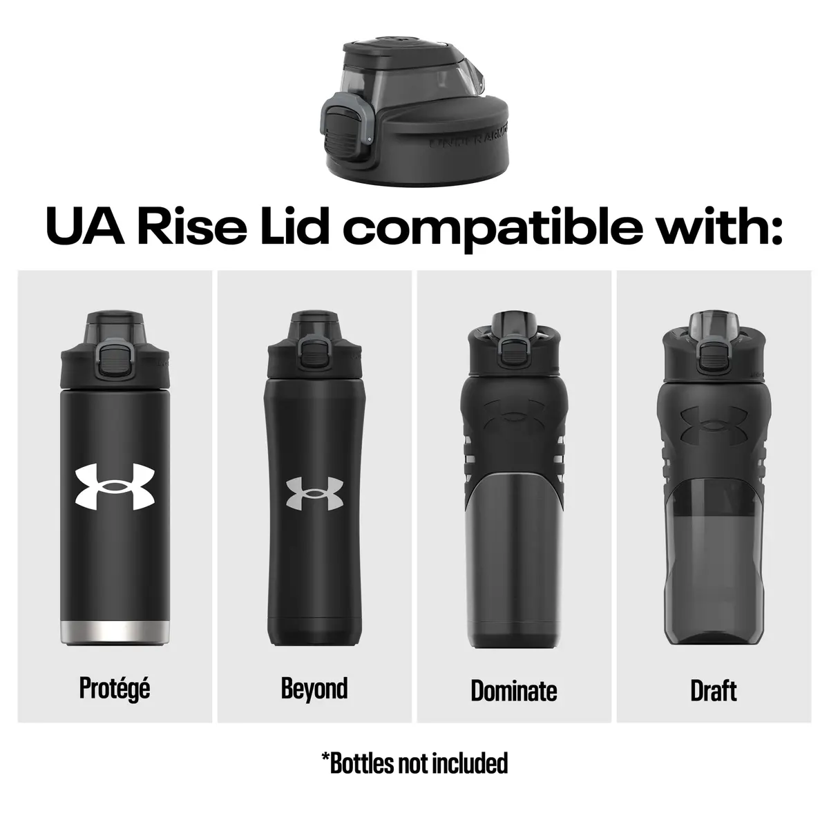 Under Armour Replacement Rise Lid Black | Self-Draining, Leak-Resistant, Compatible with UA Water Bottles - view 2