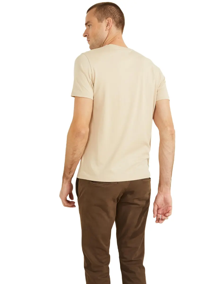 GUESS Men's Short Sleeve Pima Logo Crewneck Tee, Nomad, X-Large | Casual Cotton T-Shirt with Embroidered Logo - view 4