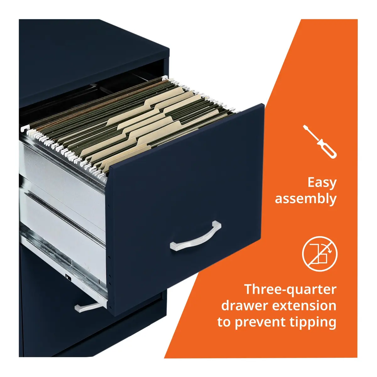 NuSparc 2 Drawer Locking Filing Cabinet | Steel, Space-Saving, Home & Office Use, Letter-Size - view 5