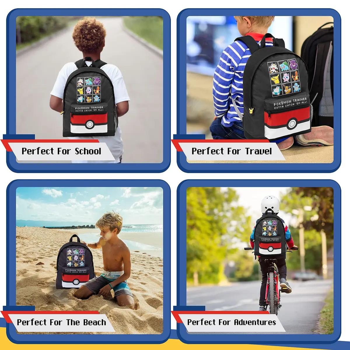Pokémon Black/Red Backpack for Kids & Teens | Officially Licensed Anime Bookbag with Padded Straps - view 5