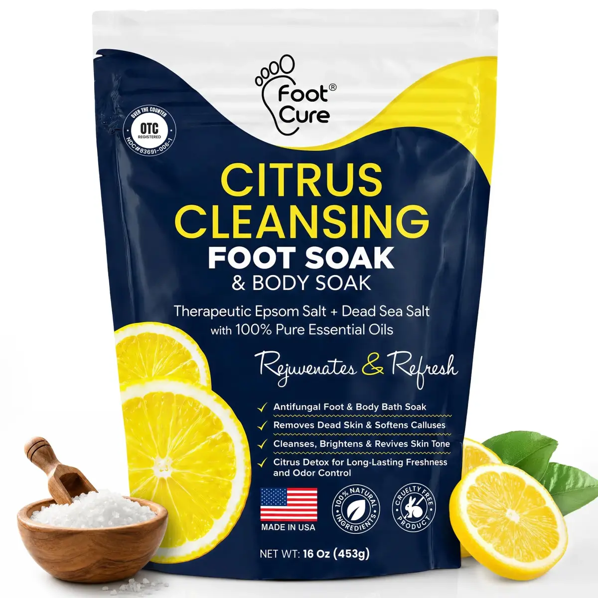 FOOT CURE Citrus Detox Epsom Salt Foot Soak 454 g (16 oz) | Cleanses & Revives Skin Tone - main product image