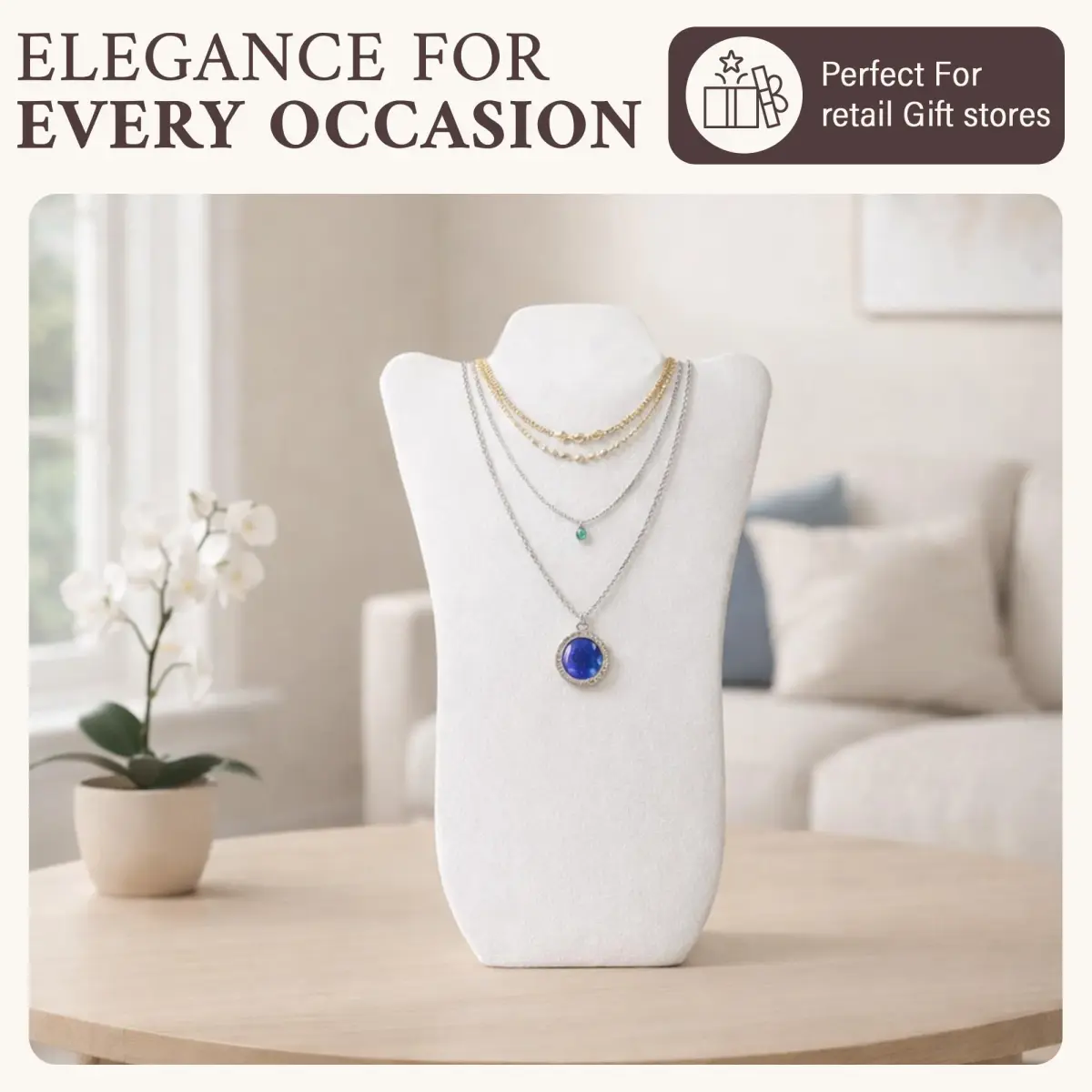 RJ Displays Velvet Necklace Jewelry Display Stand Holder 36 cm (14 inch) H | For Vendors & Retail Stores - view 4