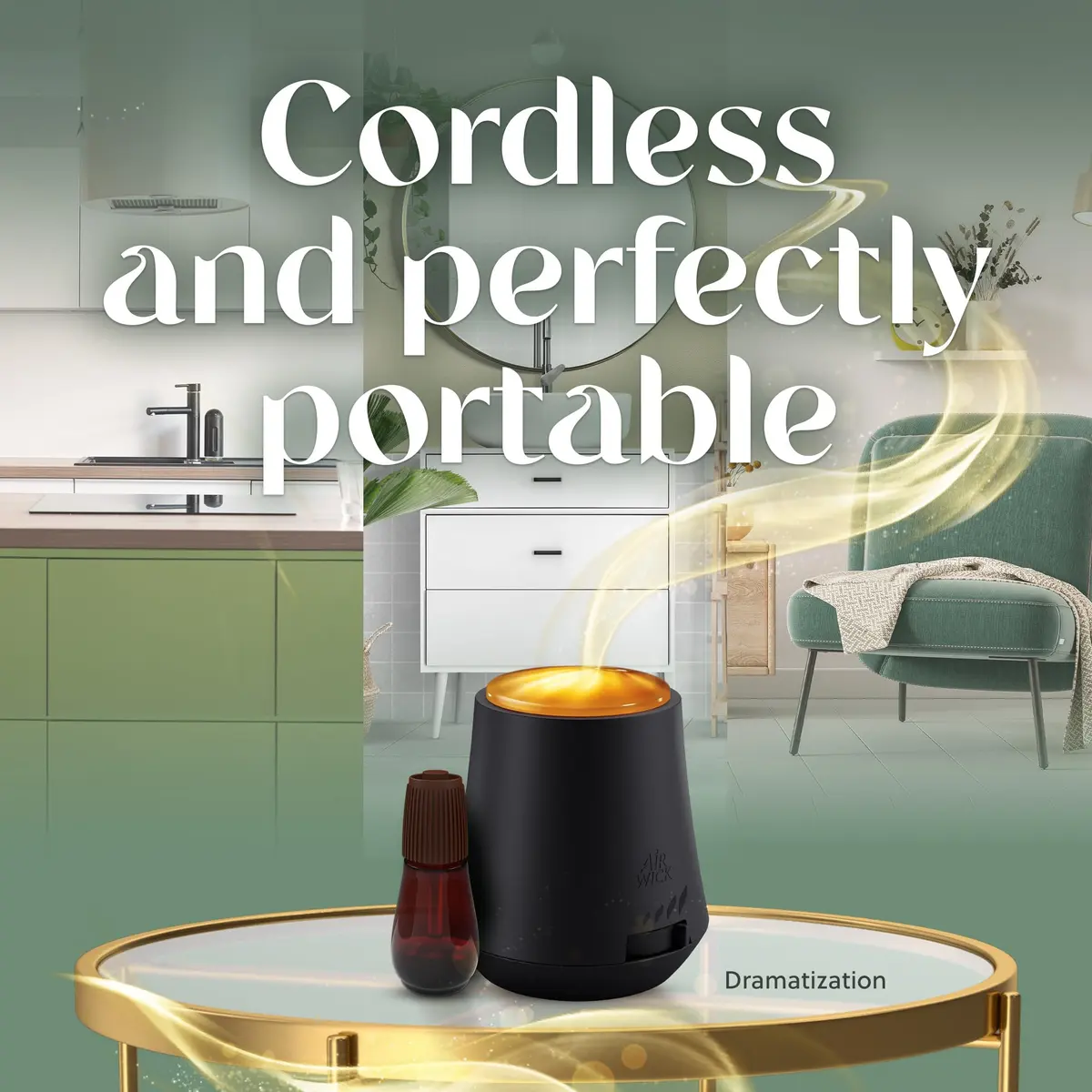 Air Wick Essential Mist Diffuser with Essential Oils, Black, 10 fl oz | Cordless & Portable for Home Fragrance - view 2