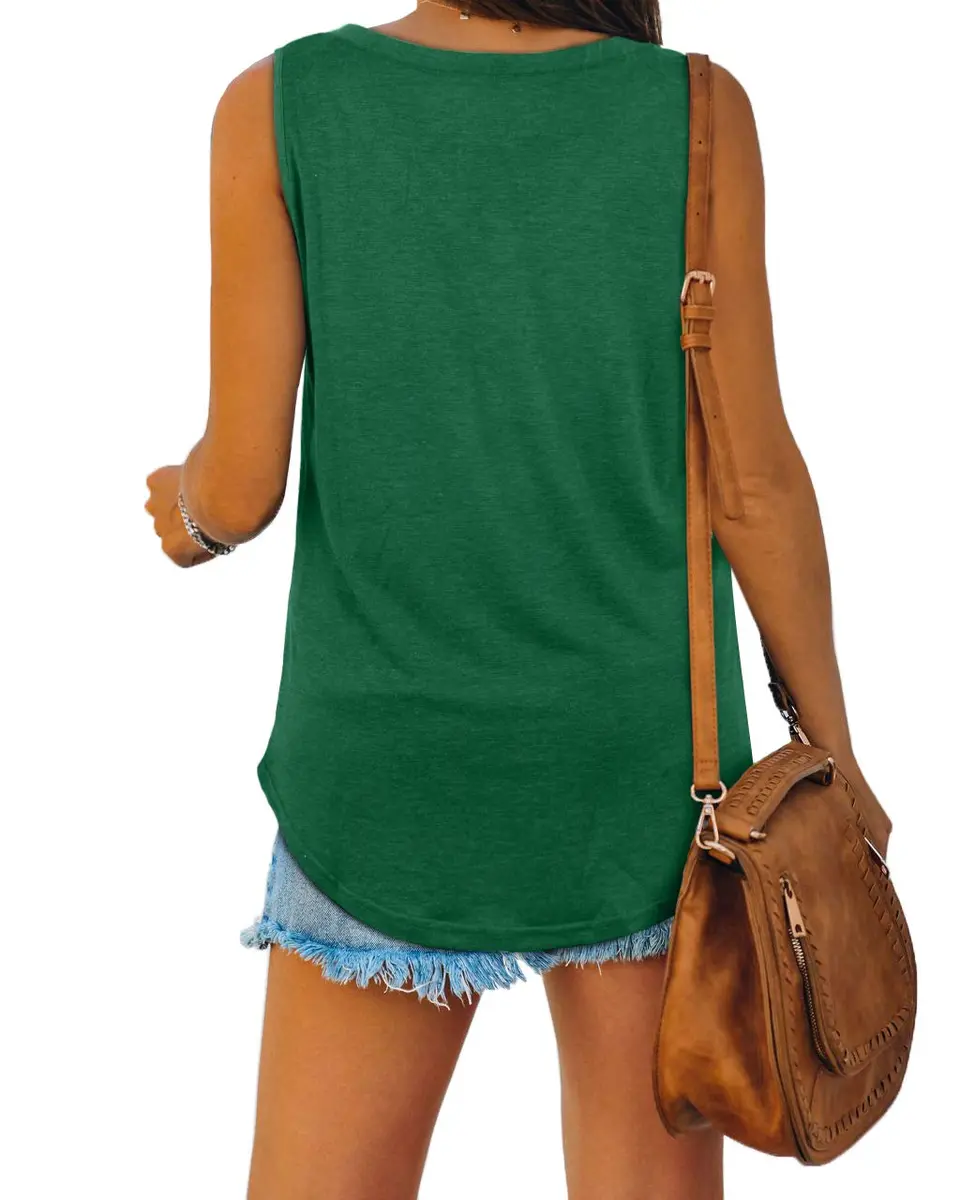 XIEERDUO Summer Tank Tops for Women Loose Fit V Neck 35% Rayon 5% Spandex Green S - view 6