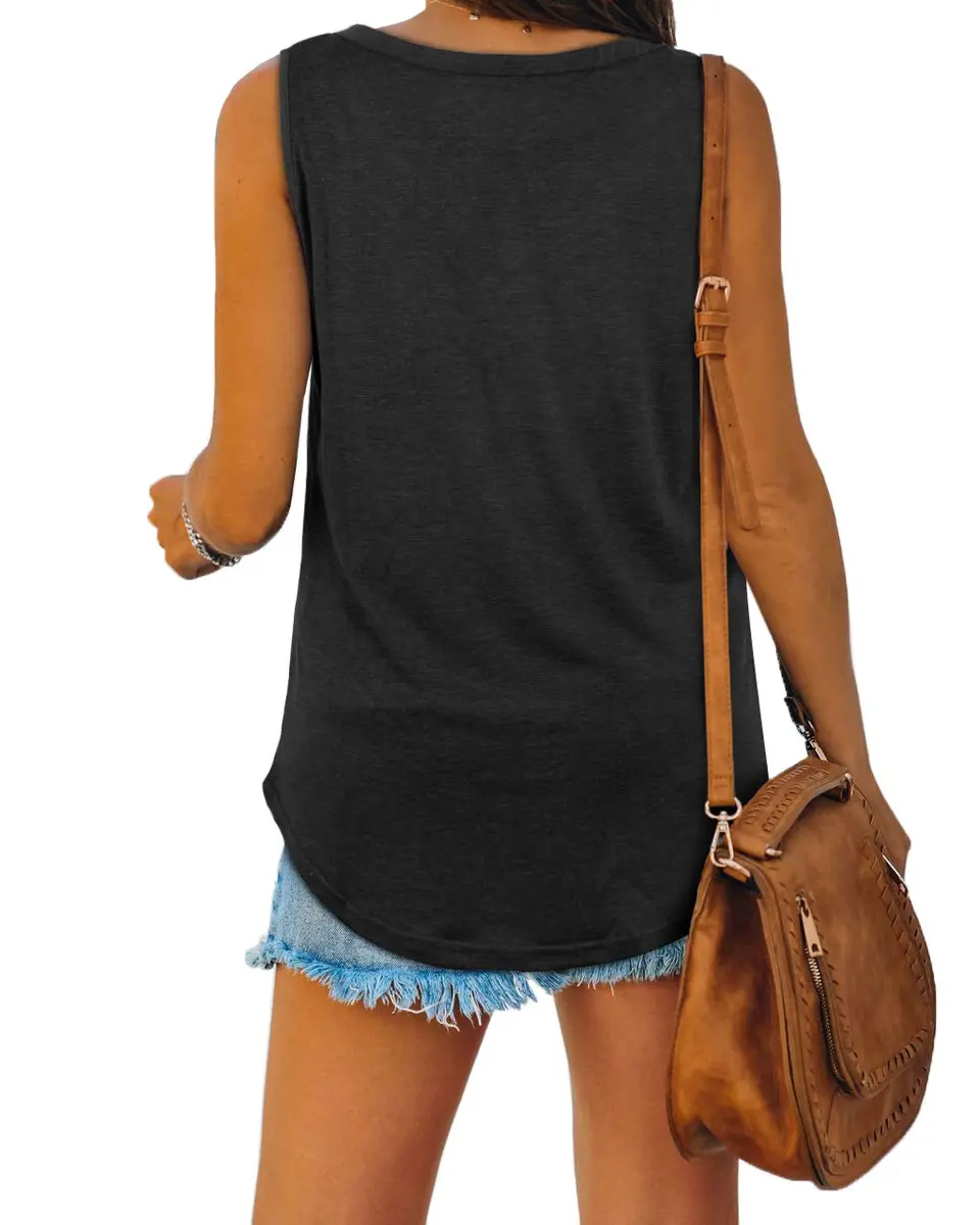 XIEERDUO Tank Tops for Women Loose Fit Summer Basic Solid Tanks 0.14kg (Black) | Soft, Elastic, Breathable - view 5