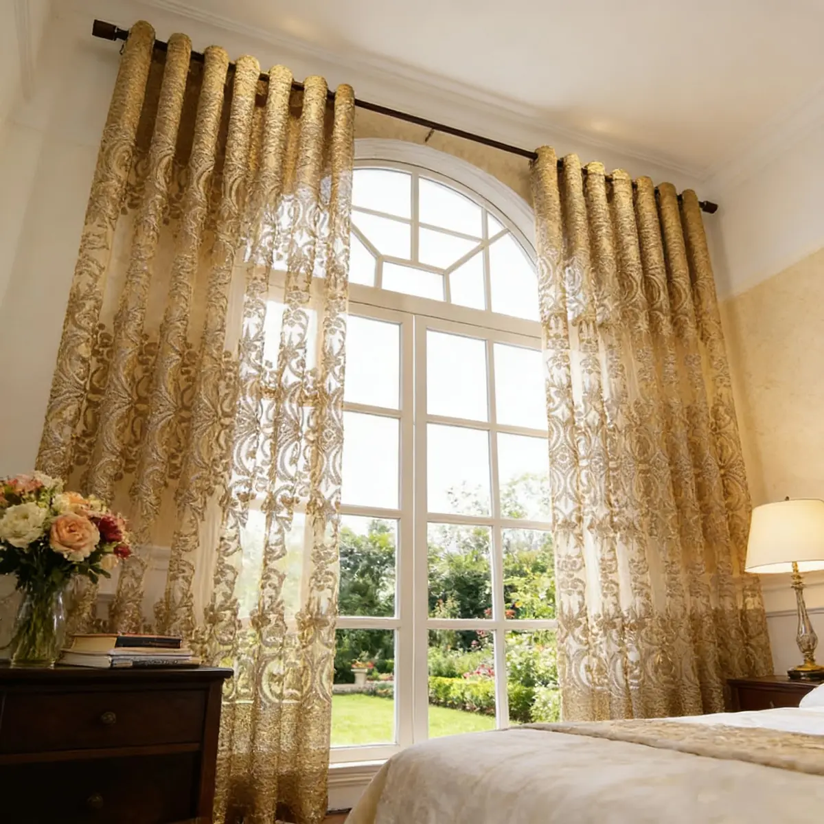 NewWPKIRA European Floral Embroidery Sheer Curtain 52x96 Inches | Elegant Grommet Top for Home & Office - view 6