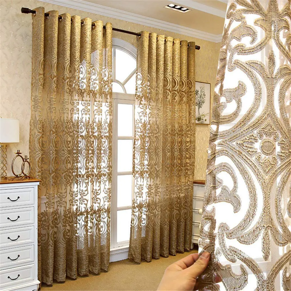 NewWPKIRA European Floral Embroidery Sheer Curtain 52x96 Inches | Elegant Grommet Top for Home & Office - view 7