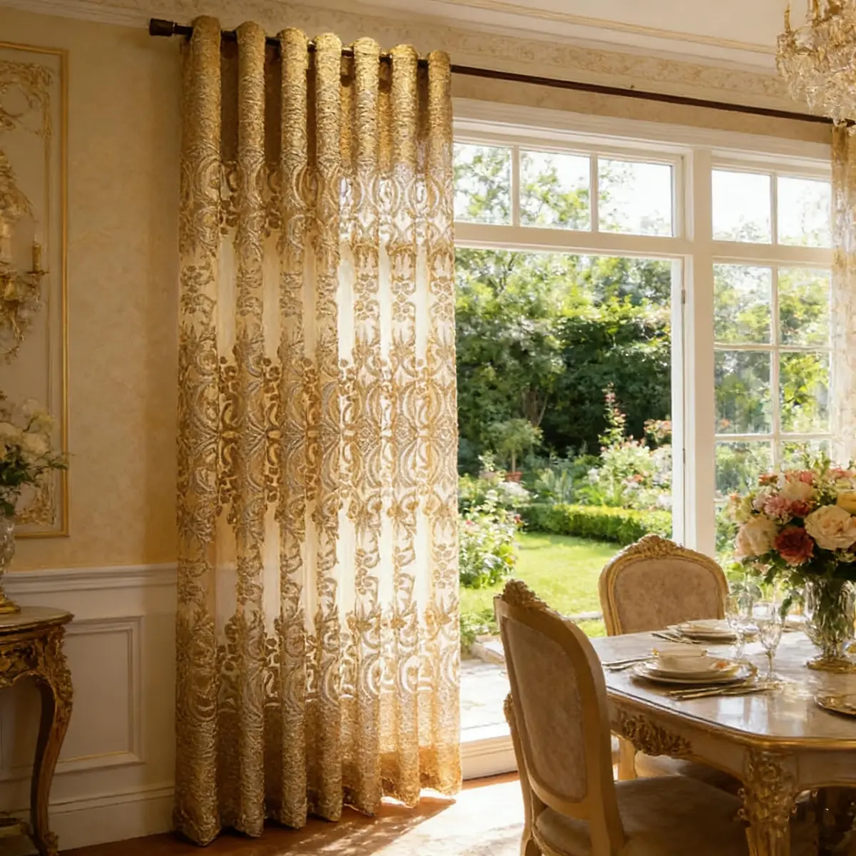 NewWPKIRA European Floral Embroidery Sheer Curtain 52x96 Inches | Elegant Grommet Top for Home & Office - view 8
