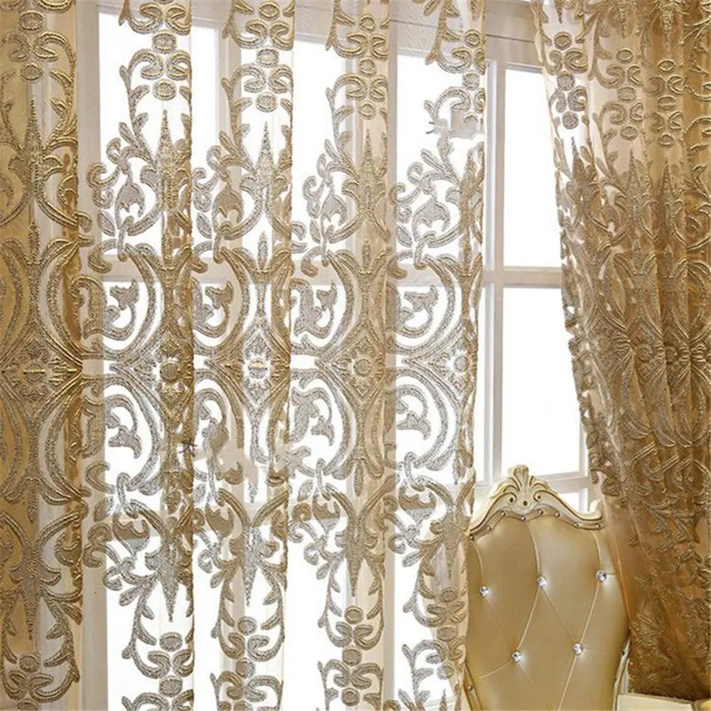 NewWPKIRA European Floral Embroidery Sheer Curtain 190cm (75"W x 102"L) | Light Filtering Panels - view 6
